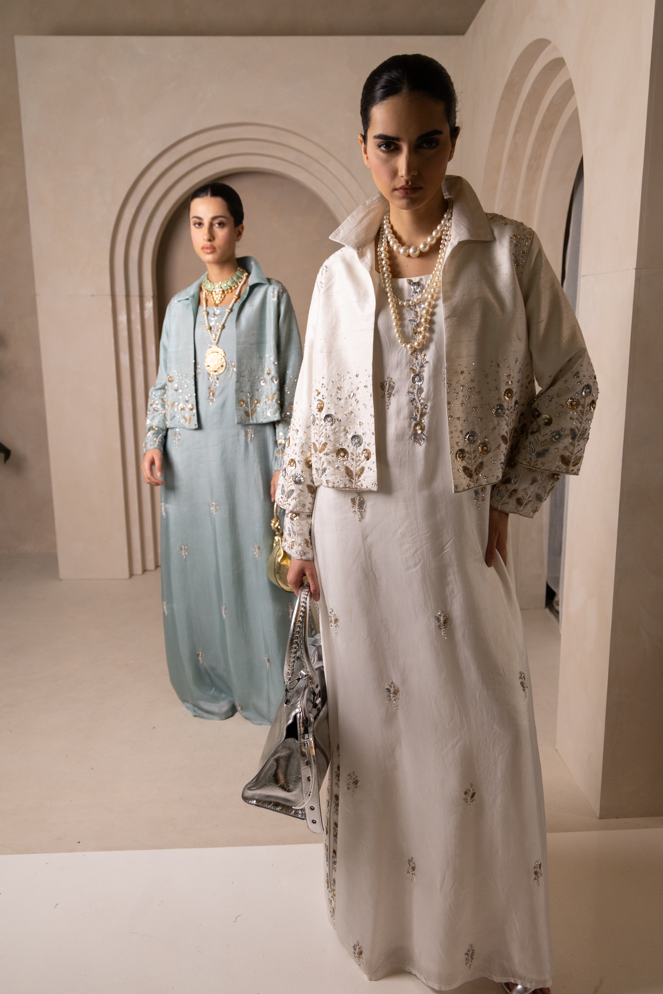 Aqua Silk Pissaro Jacket Suit