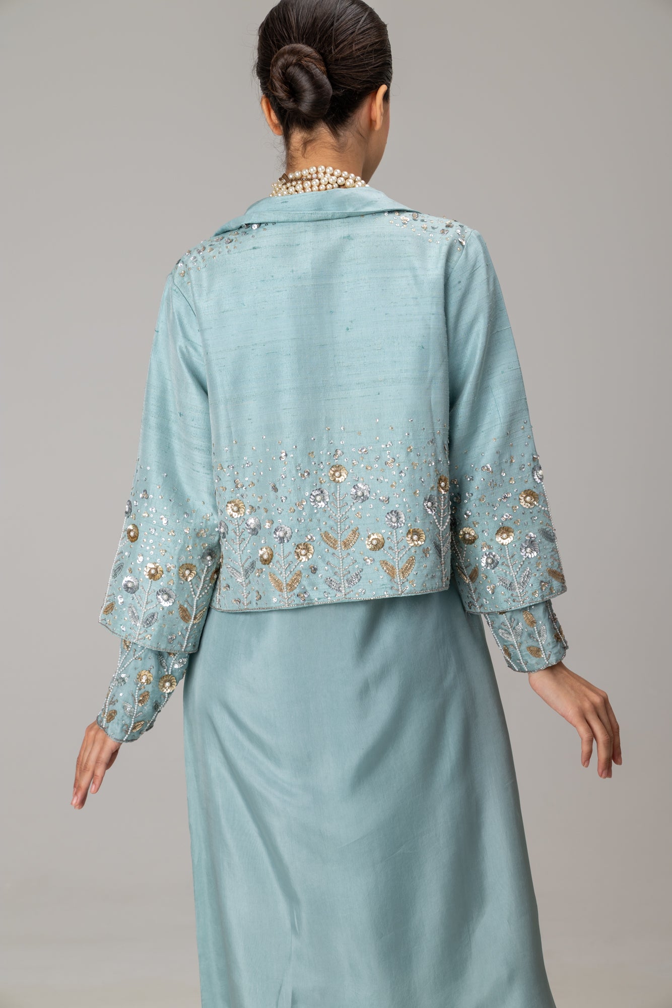 Aqua Silk Pissaro Jacket Suit