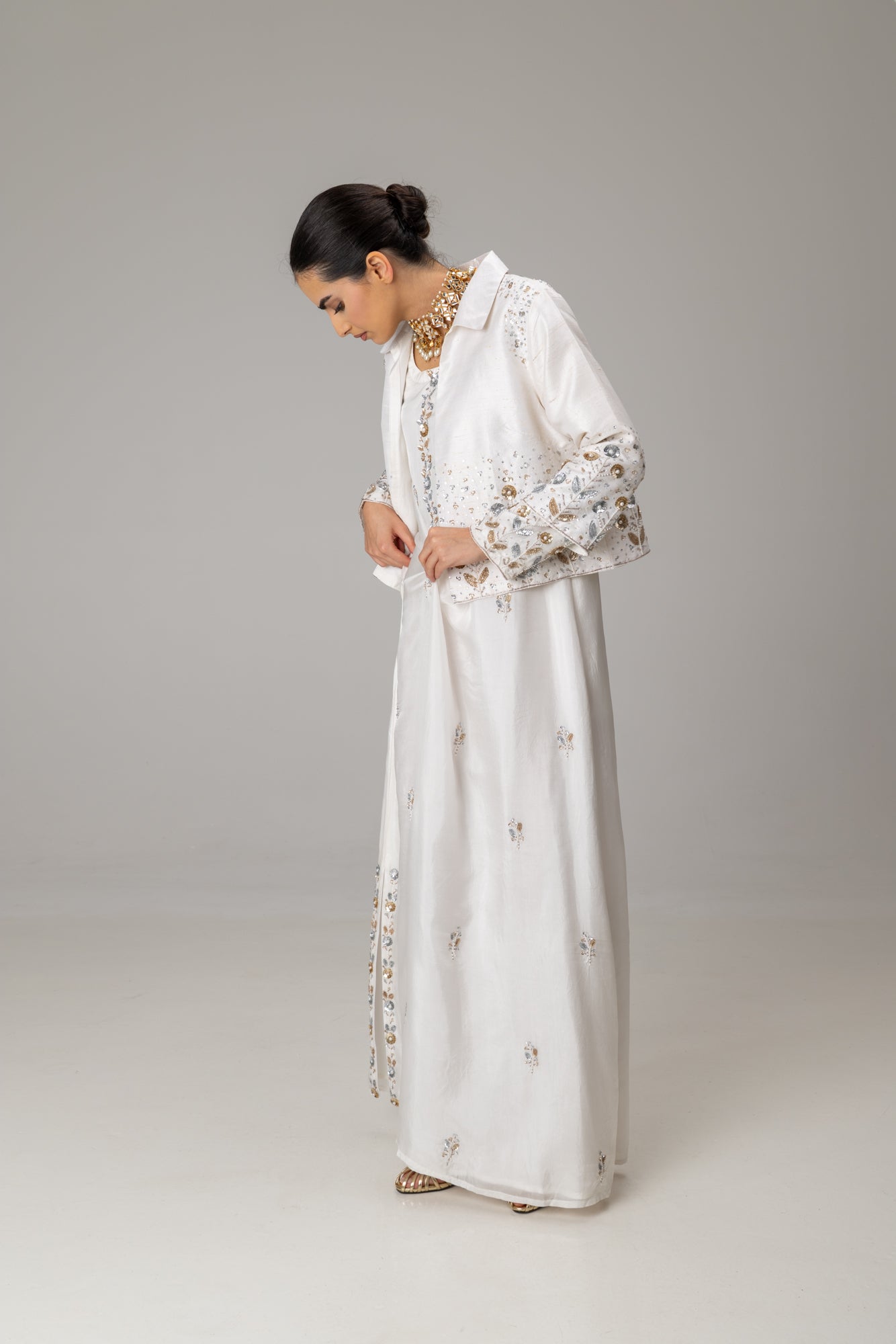 White Silk Pissaro Jacket Suit