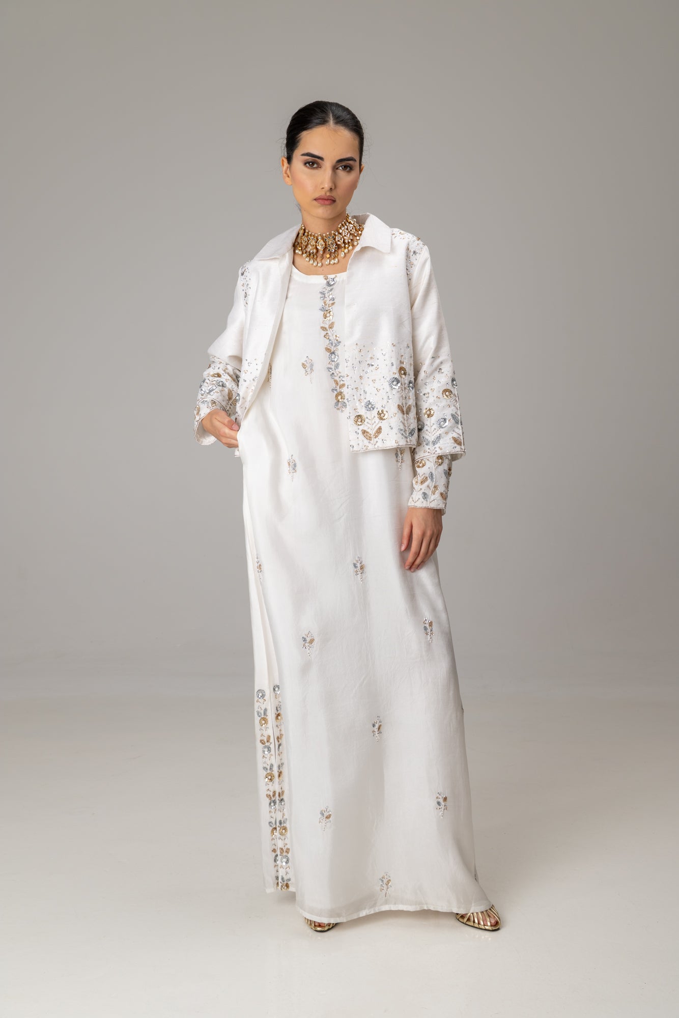 White Silk Pissaro Jacket Suit