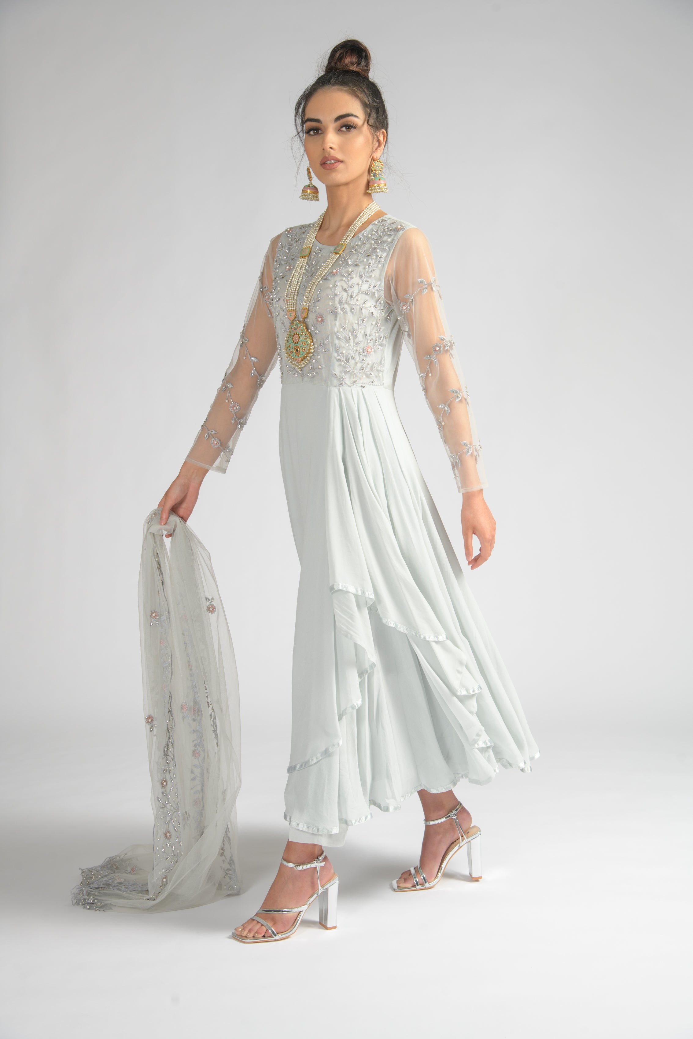 Aliya Grey Dupatta Suit