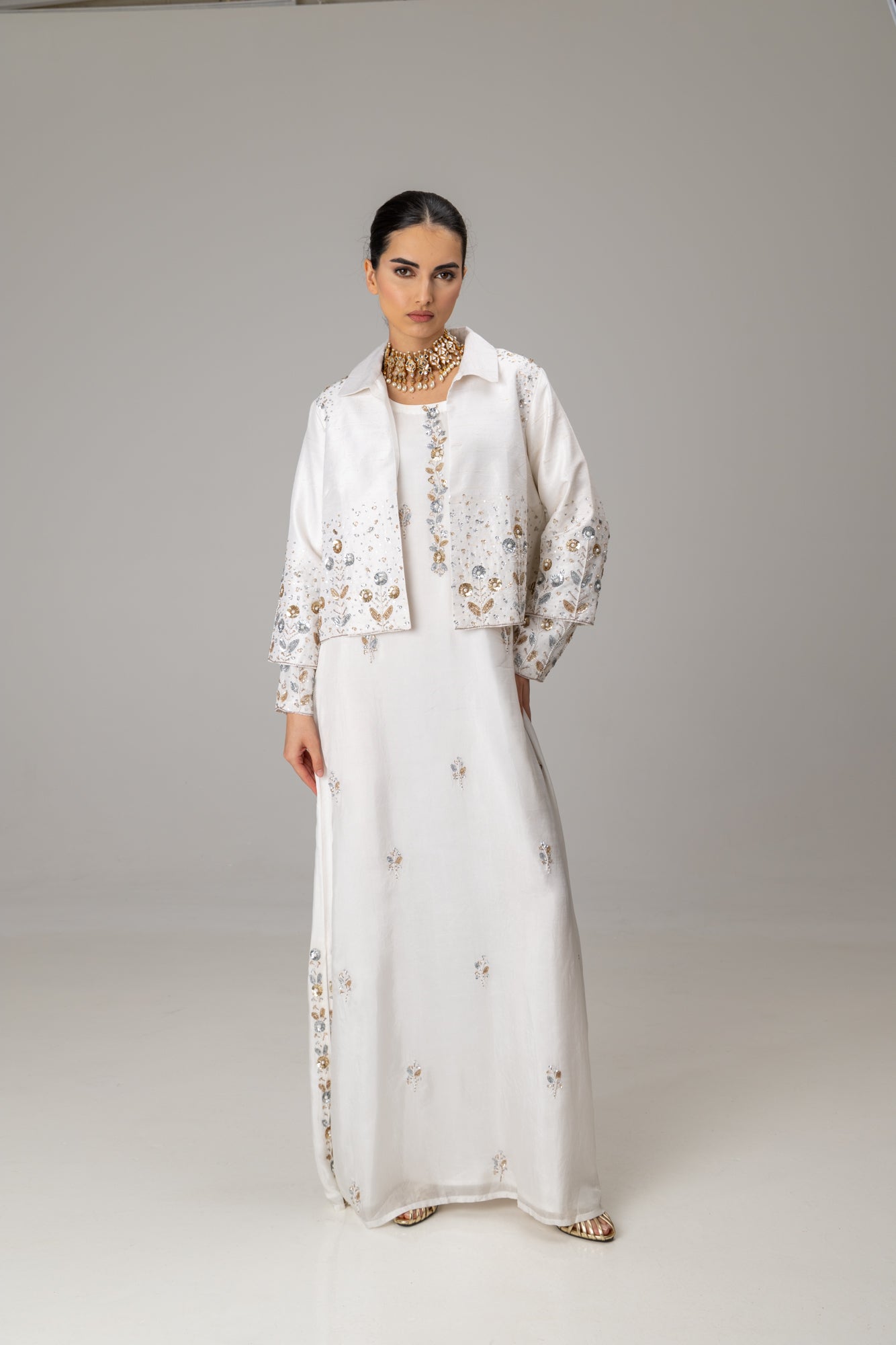 White Silk Pissaro Jacket Suit