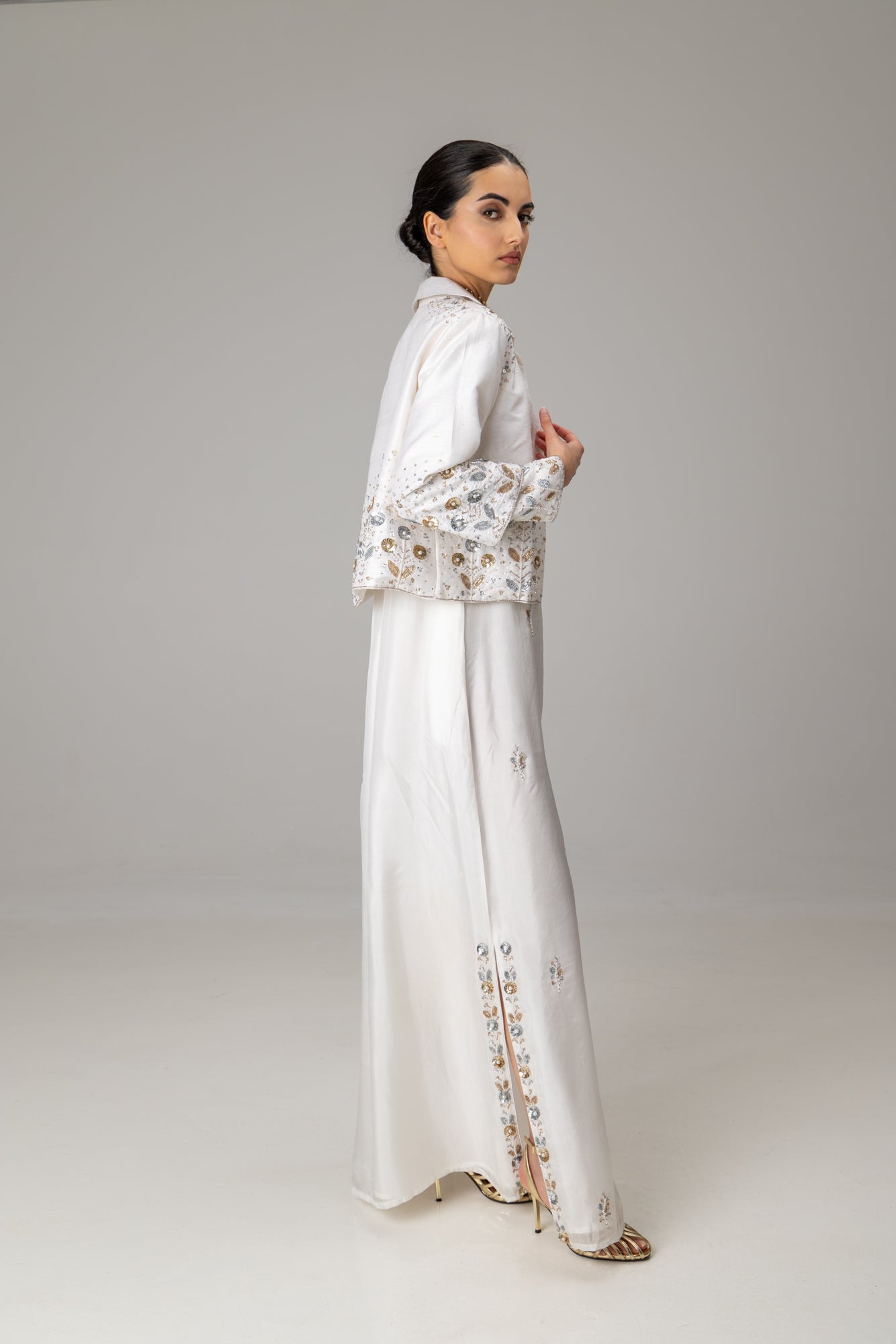 White Silk Pissaro Jacket Suit