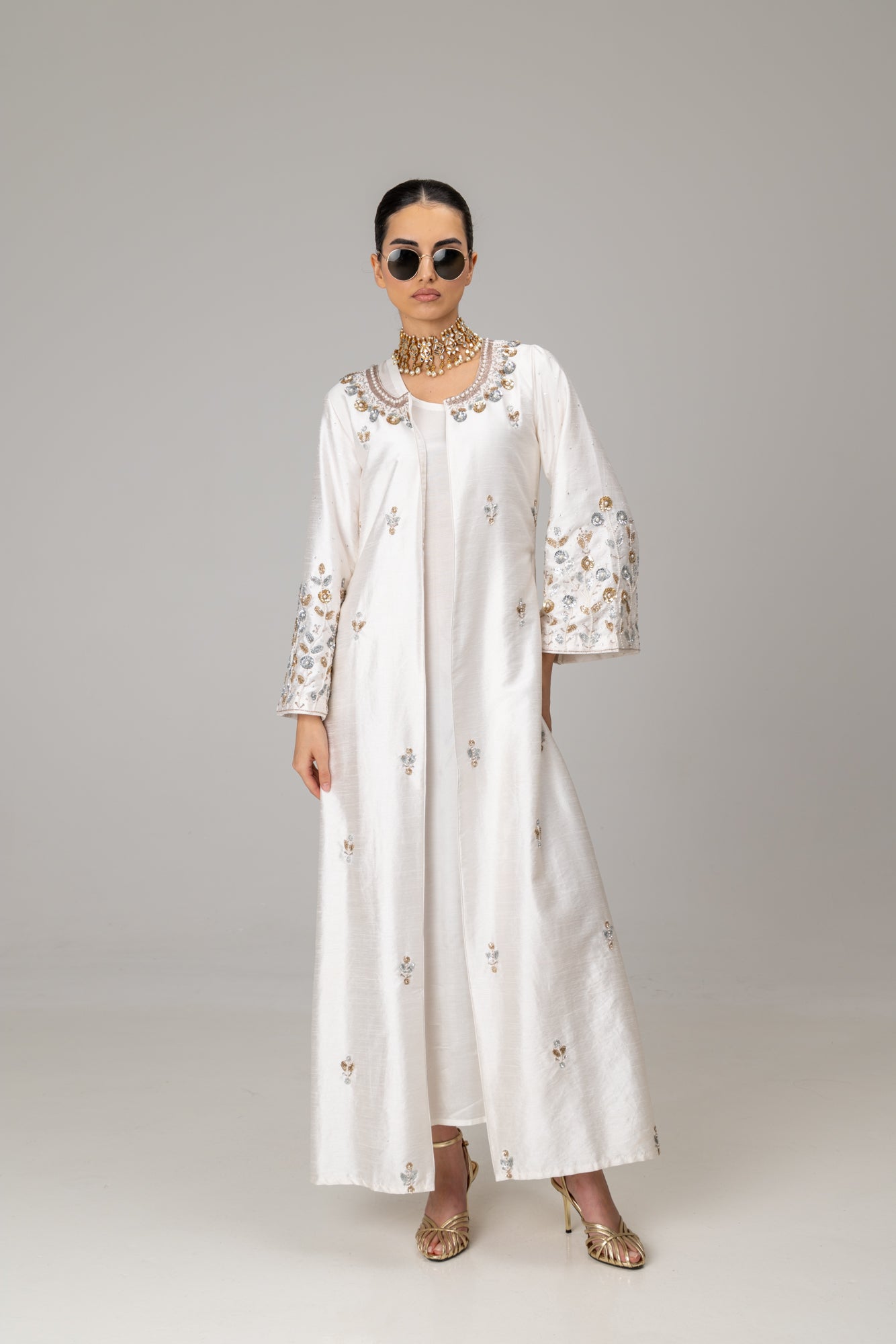White Jannat Maxi Coat Suit