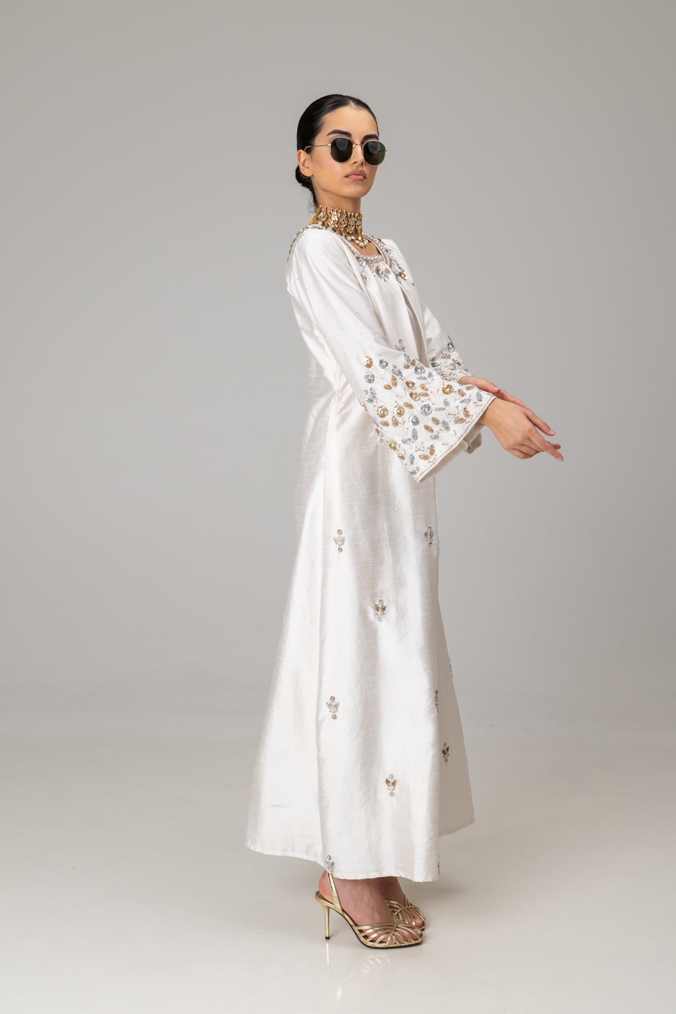 White Jannat Maxi Coat Suit
