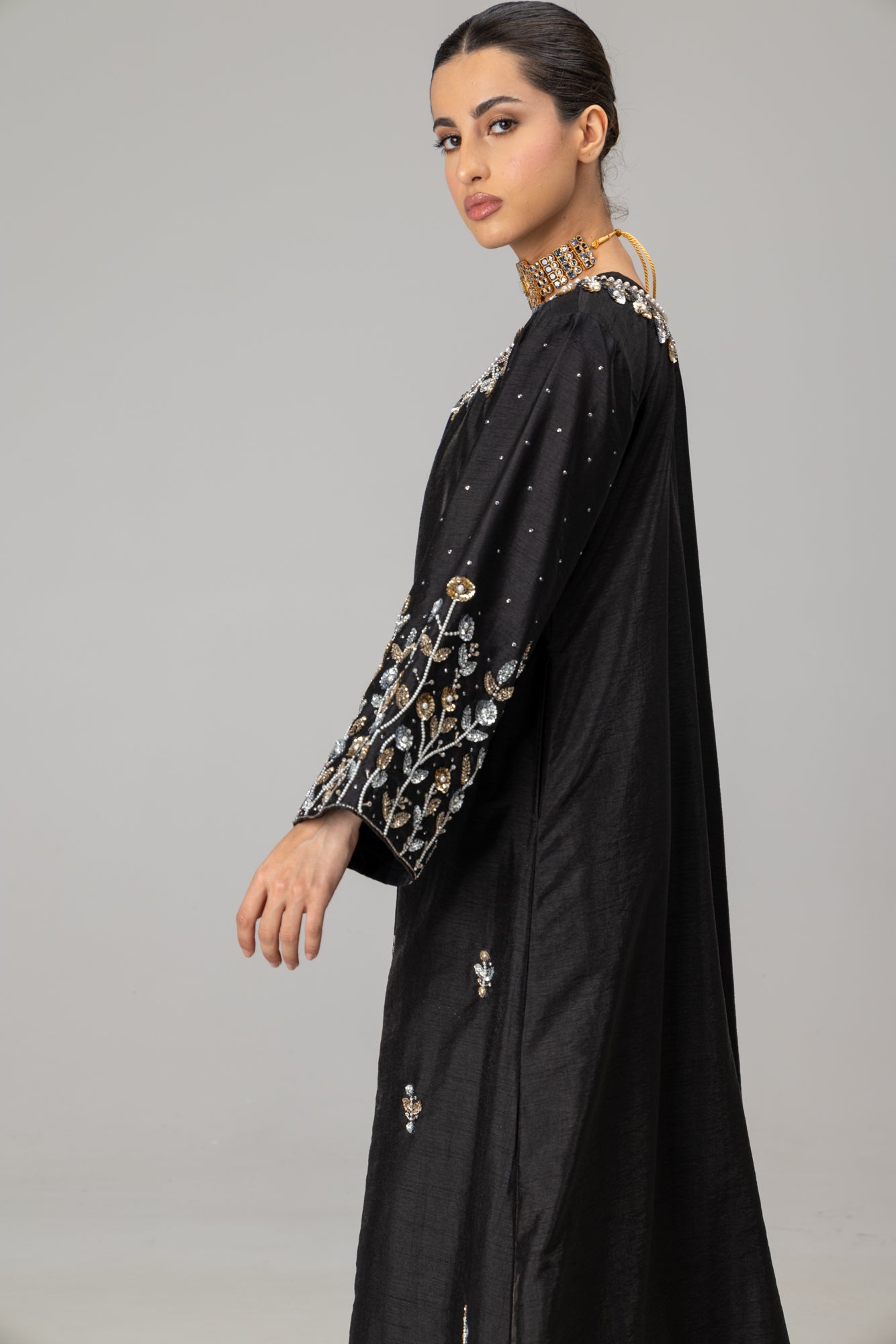 Black Jannat Maxi Coat Suit