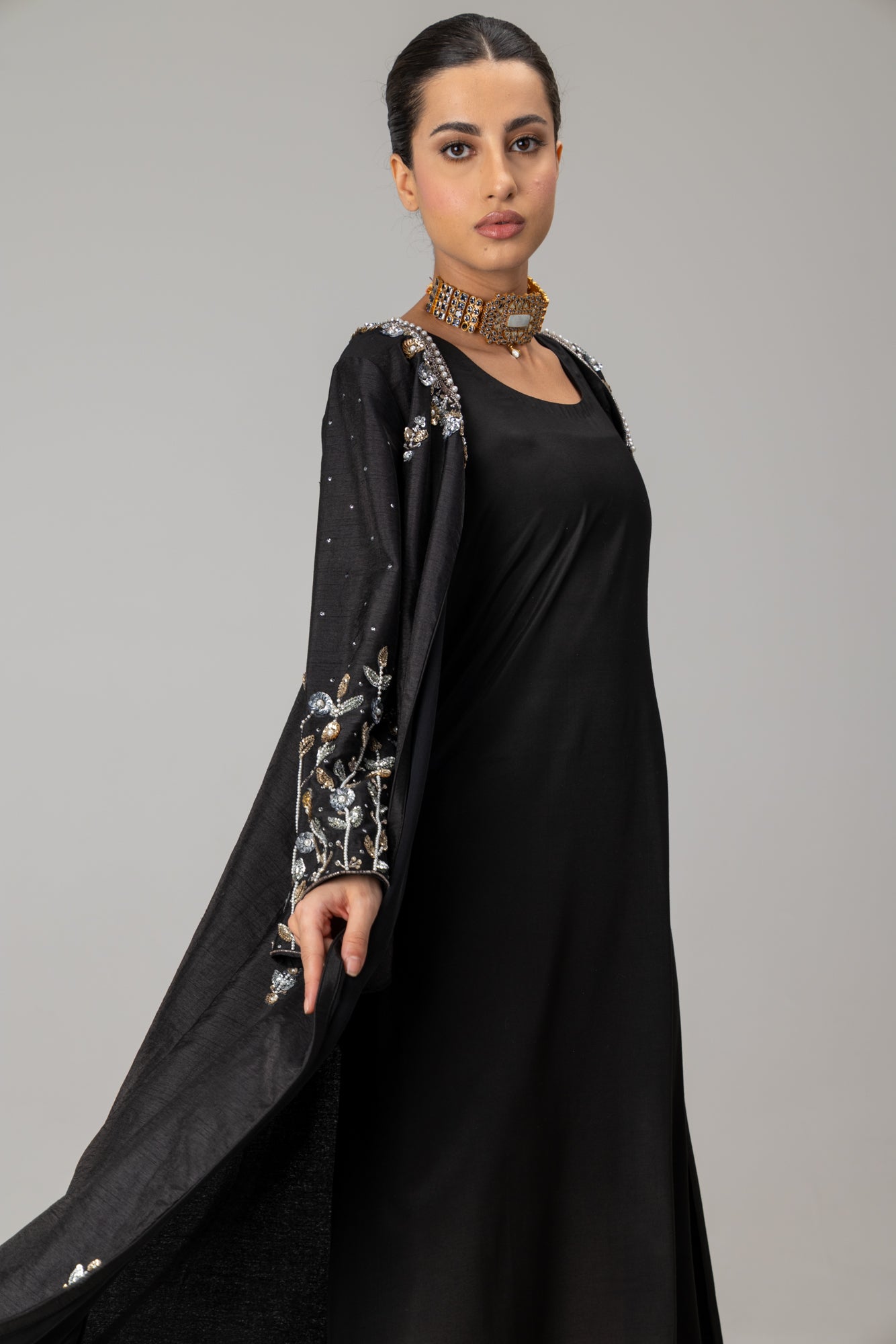 Black Jannat Maxi Coat Suit