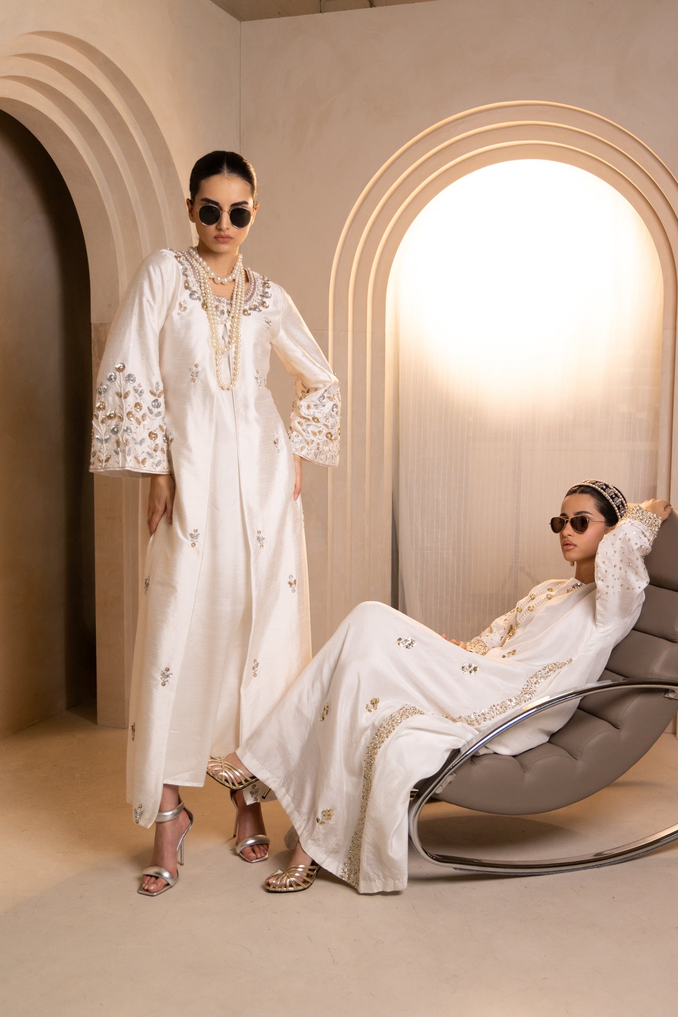 White Jannat Maxi Coat Suit