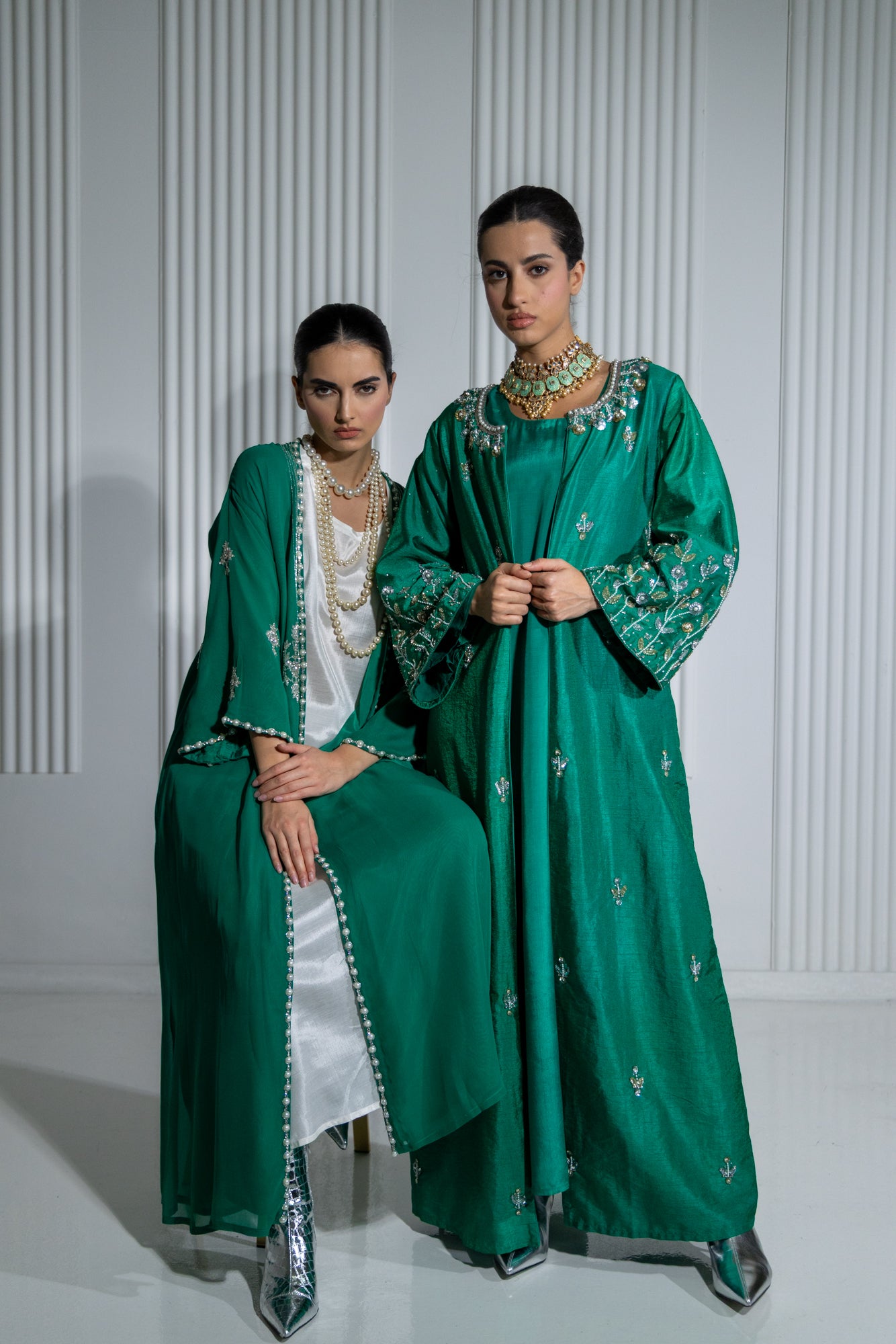 Emerald Jannat Maxi Coat Suit