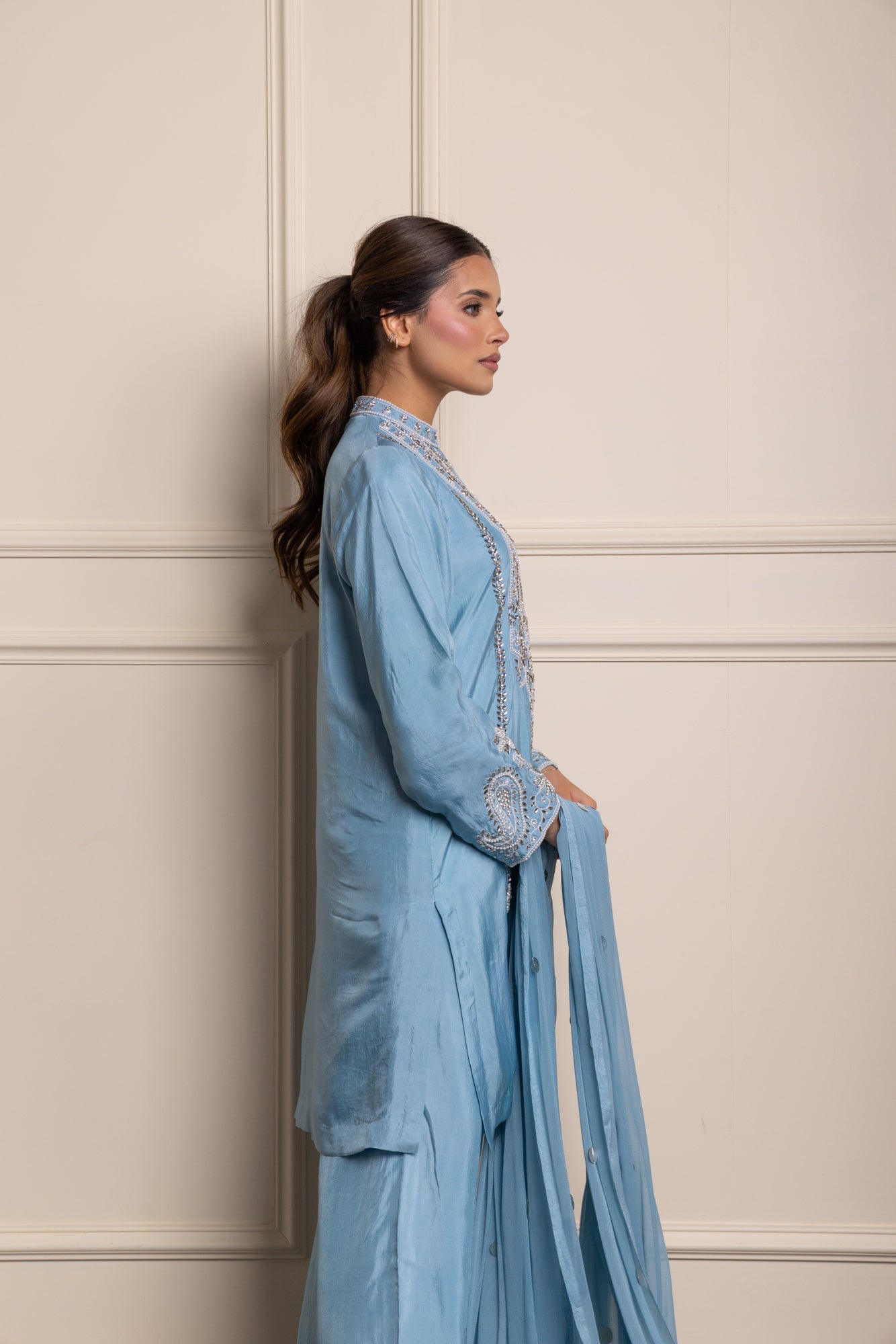 Sky Blue Silvia Mirror Kurta Suit