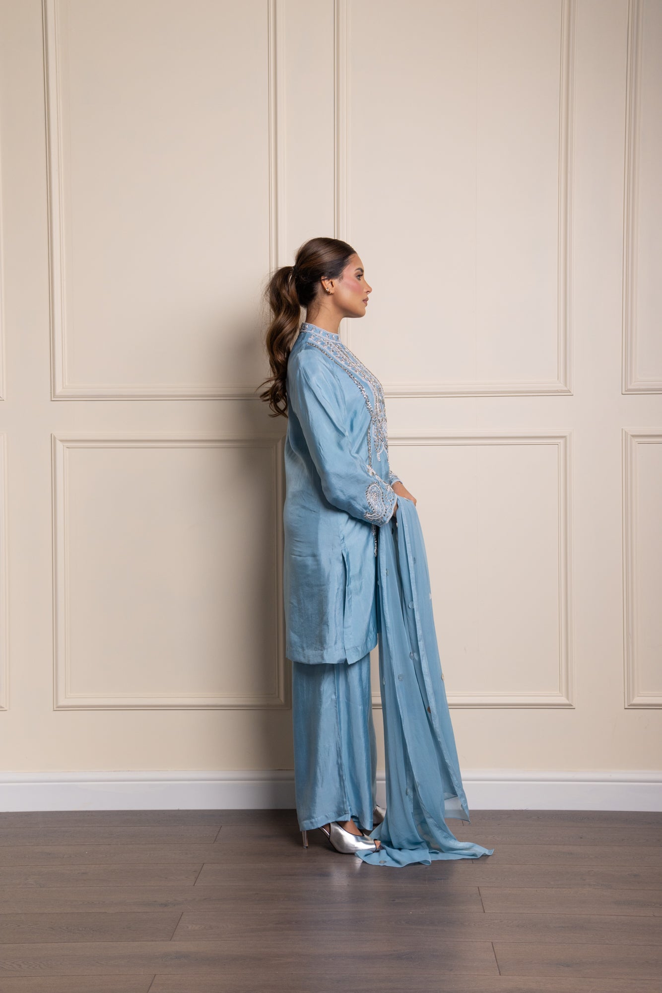 Sky Blue Silvia Mirror Kurta Suit