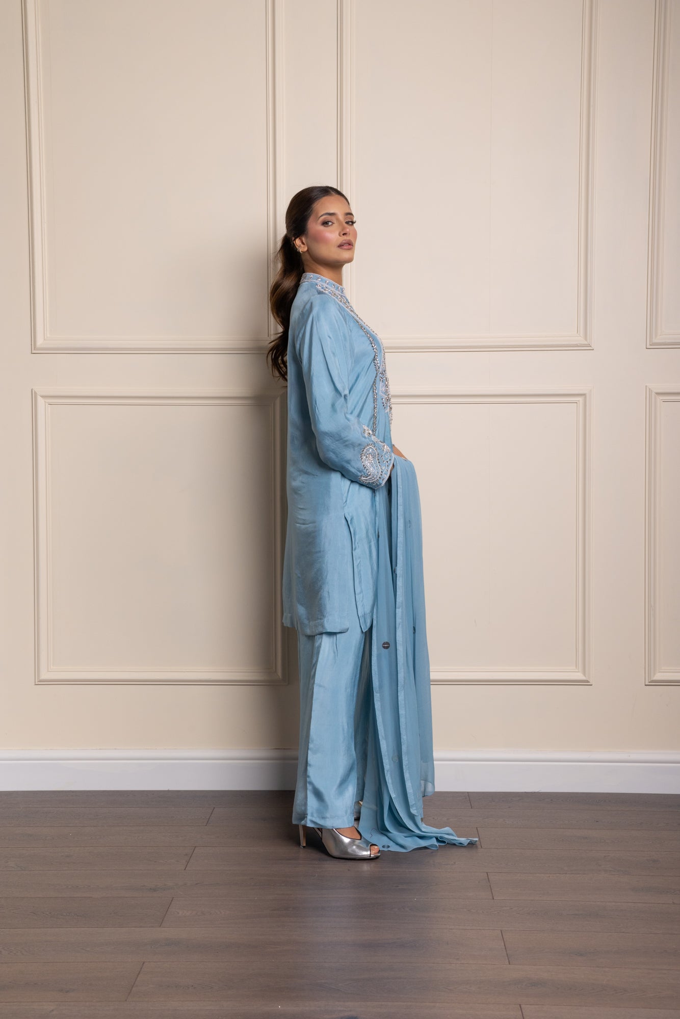 Sky Blue Silvia Mirror Kurta Suit