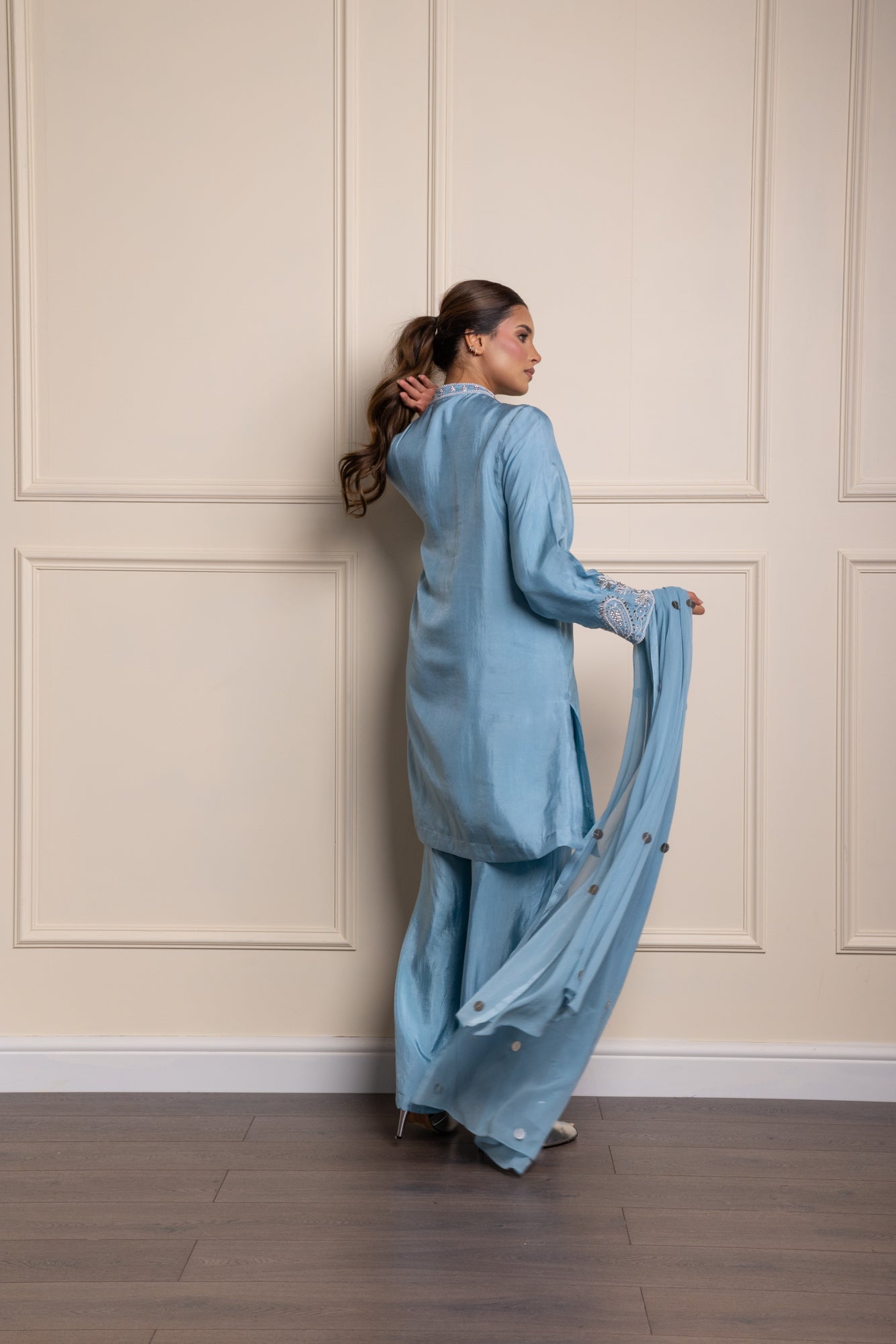 Sky Blue Silvia Mirror Kurta Suit