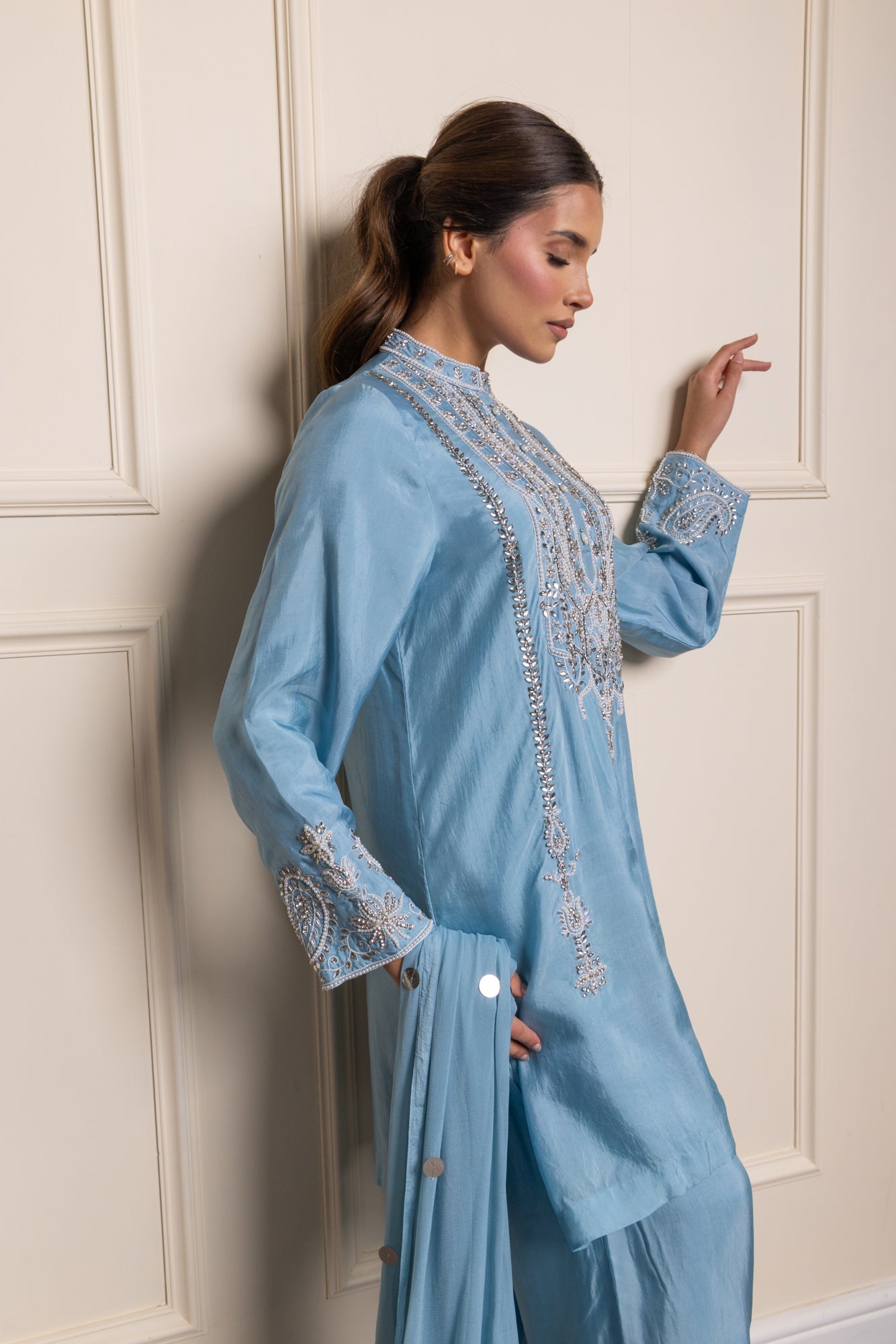 Sky Blue Silvia Mirror Kurta Suit