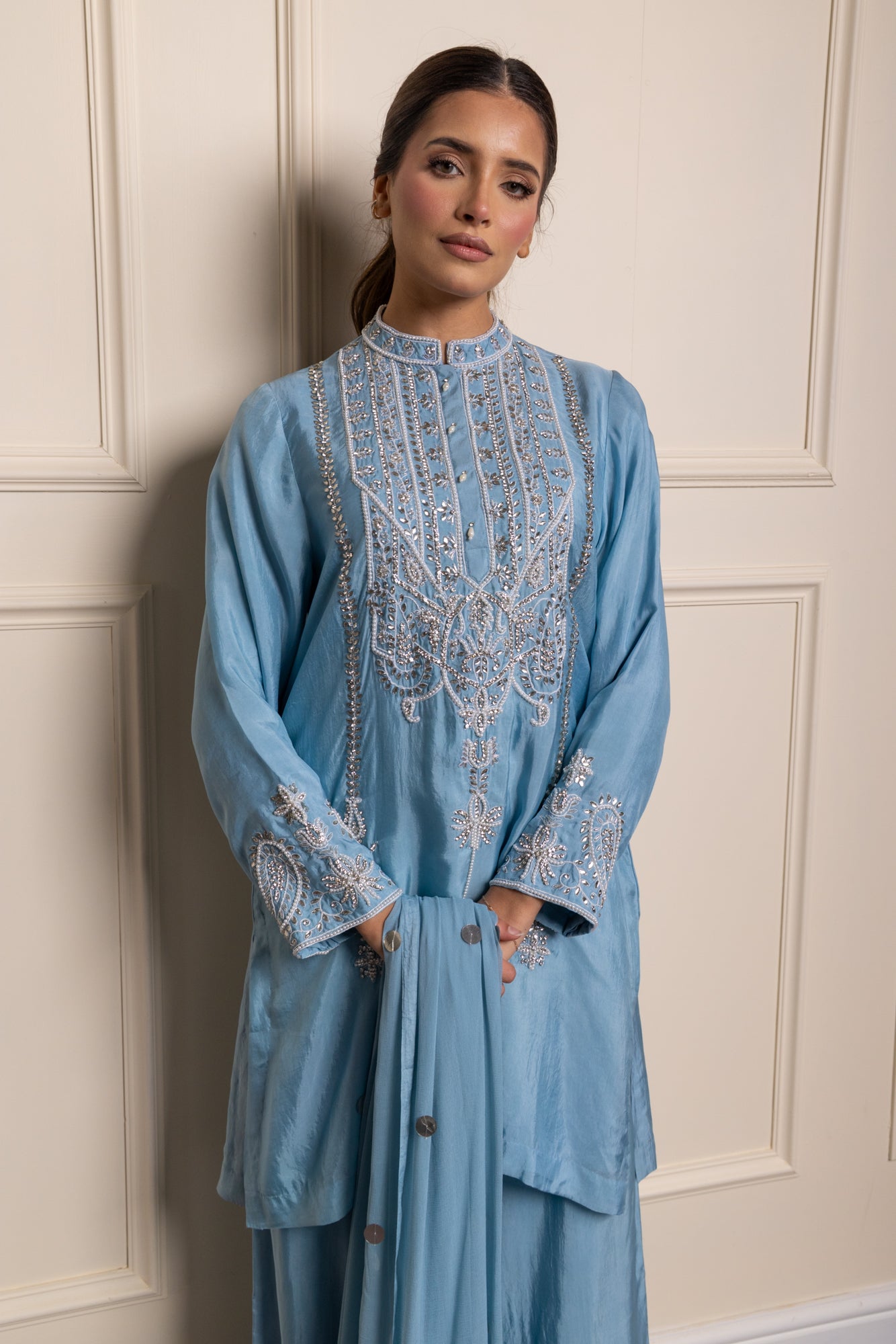 Sky Blue Silvia Mirror Kurta Suit