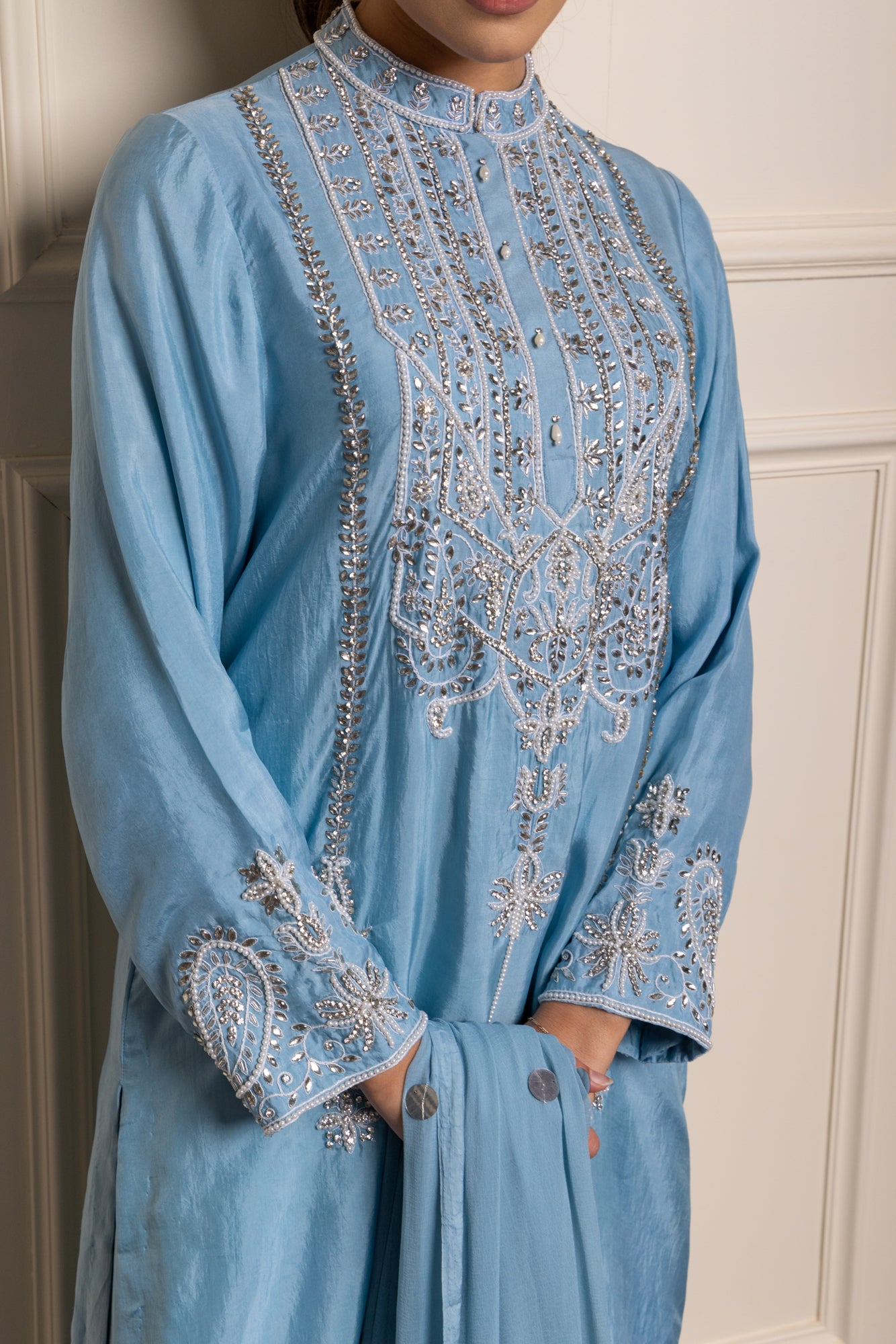 Sky Blue Silvia Mirror Kurta Suit
