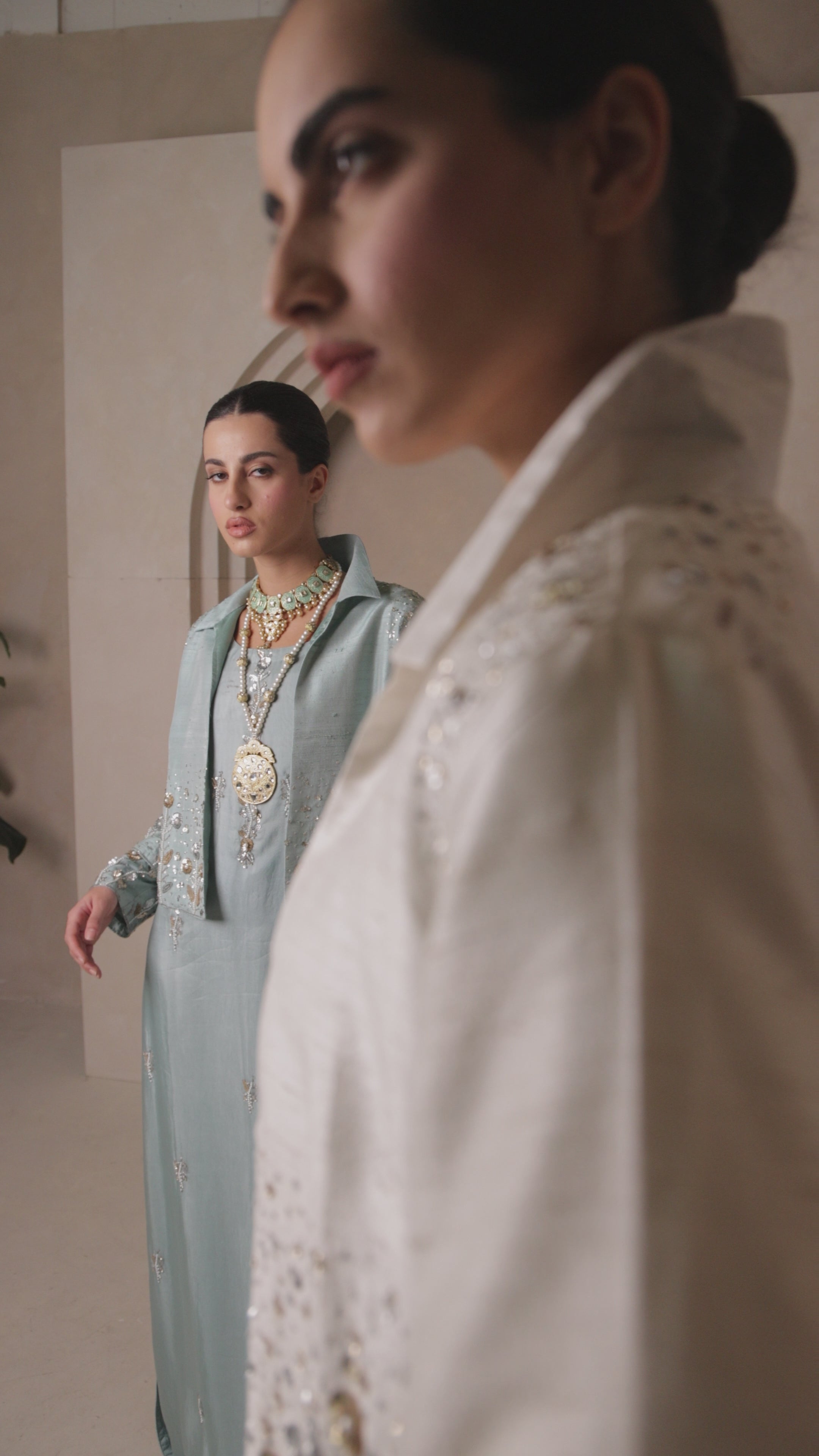 Aqua Silk Pissaro Jacket Suit