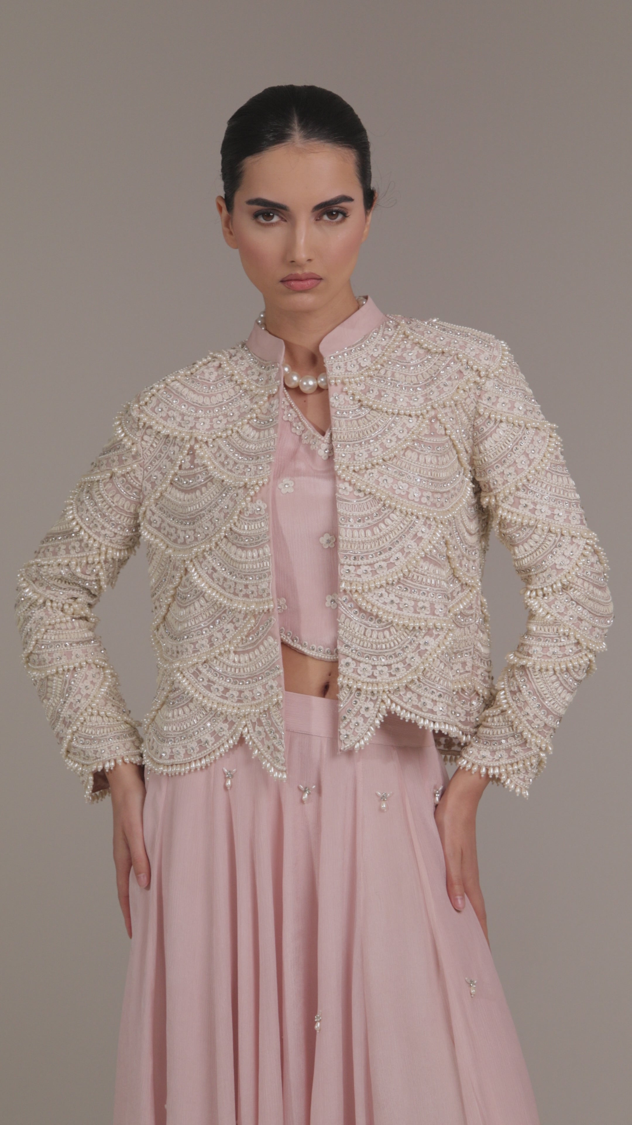 Blush Farisa Pearl Jacket Suit