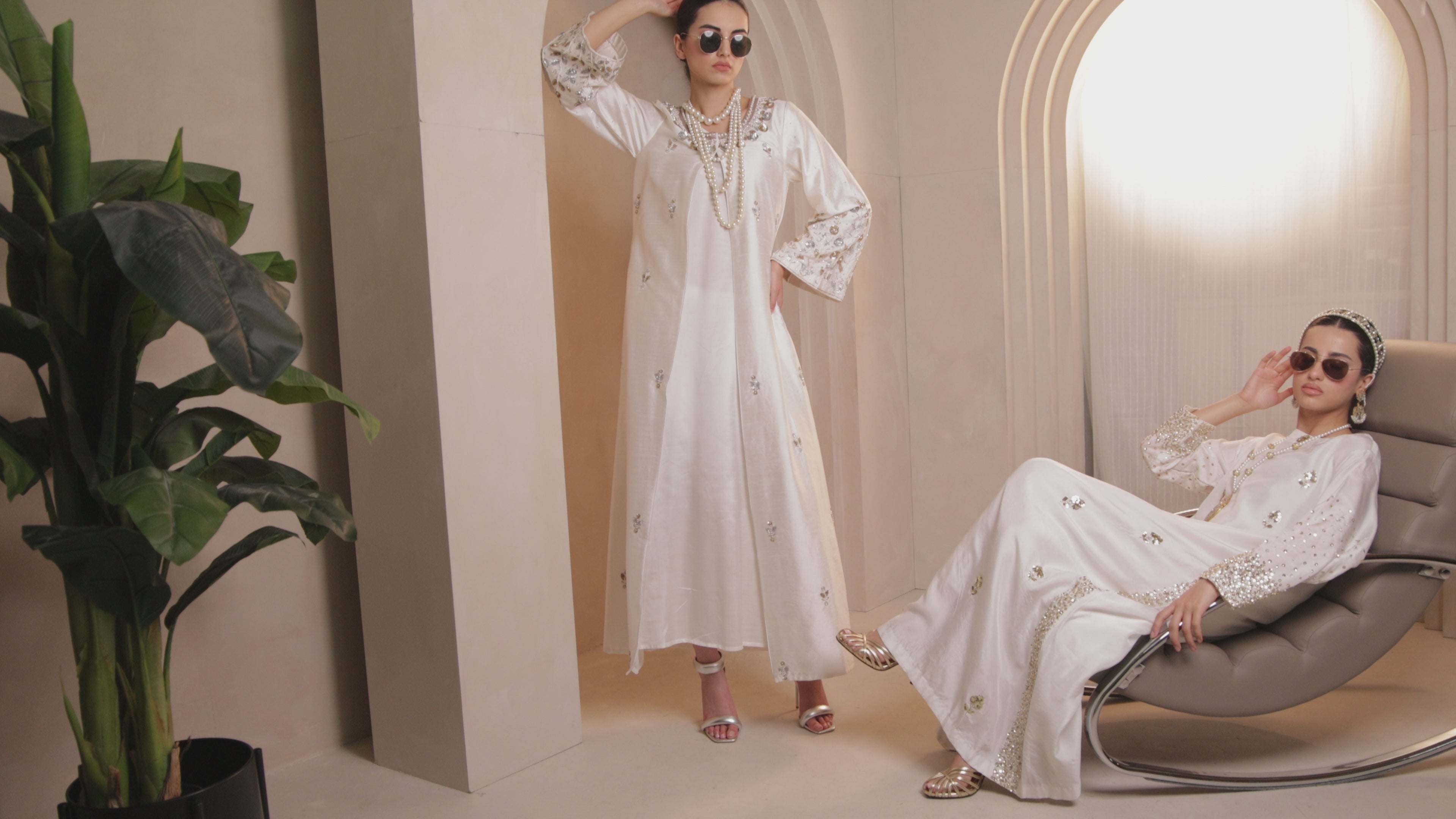 White Jannat Maxi Coat Suit
