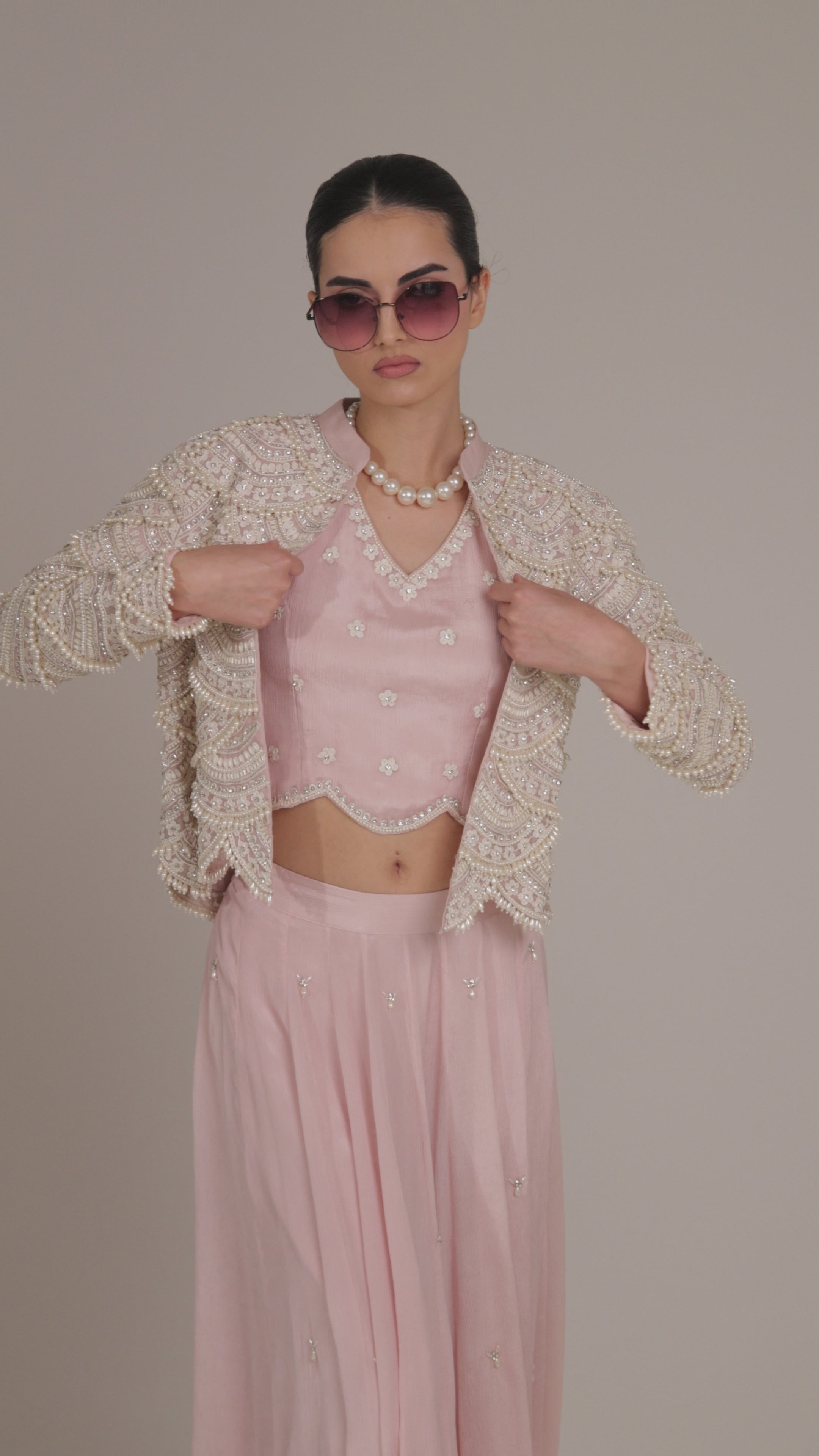 Blush Farisa Pearl Jacket Suit