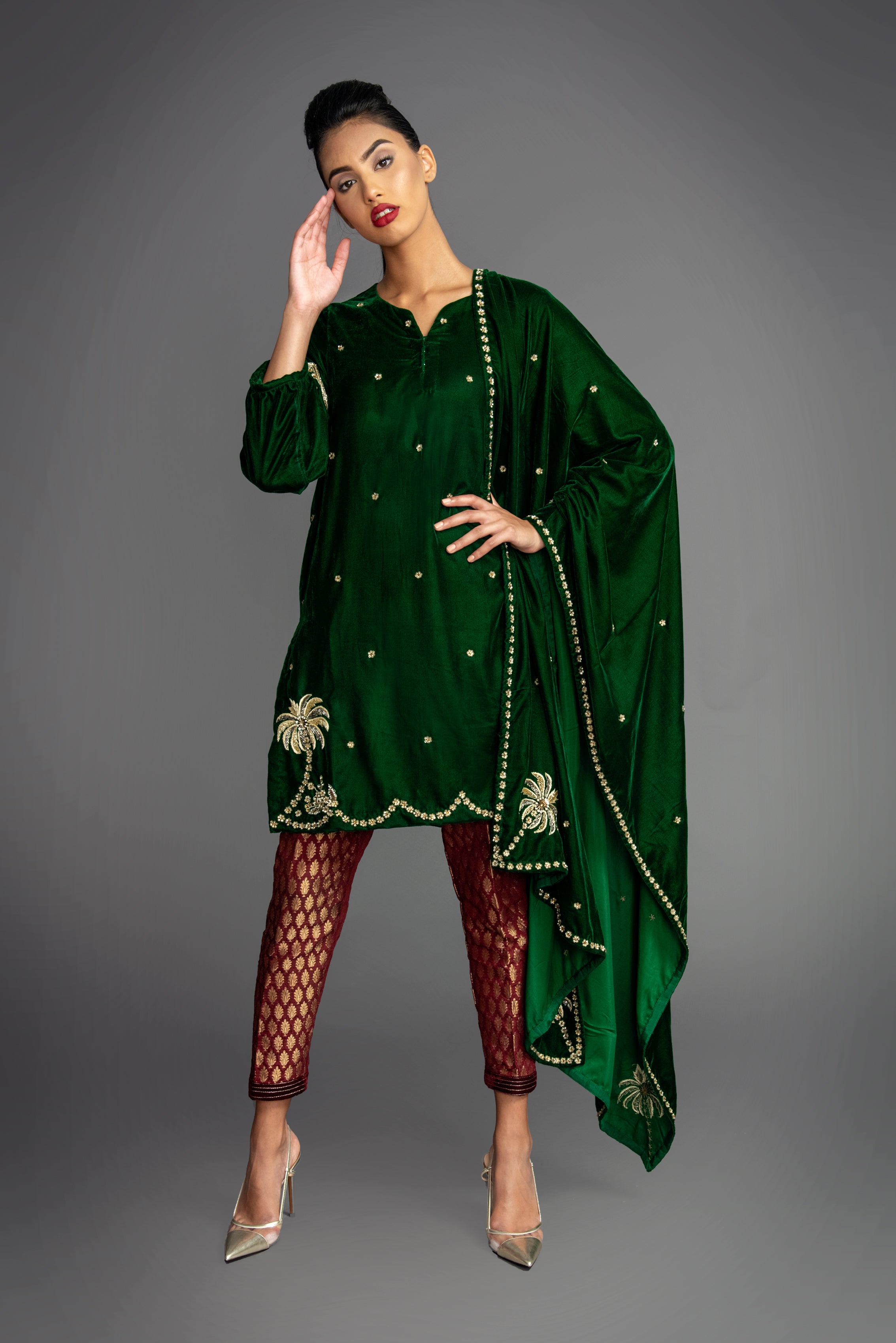 Palm Velvet Kurta Suit