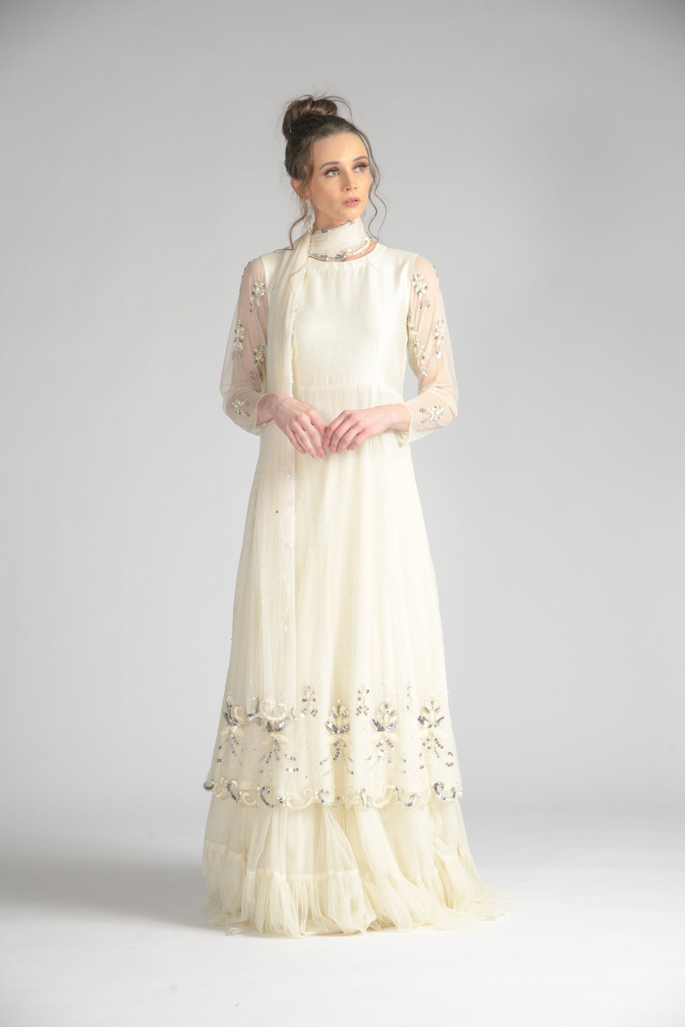 River Cream Lengha Dress
