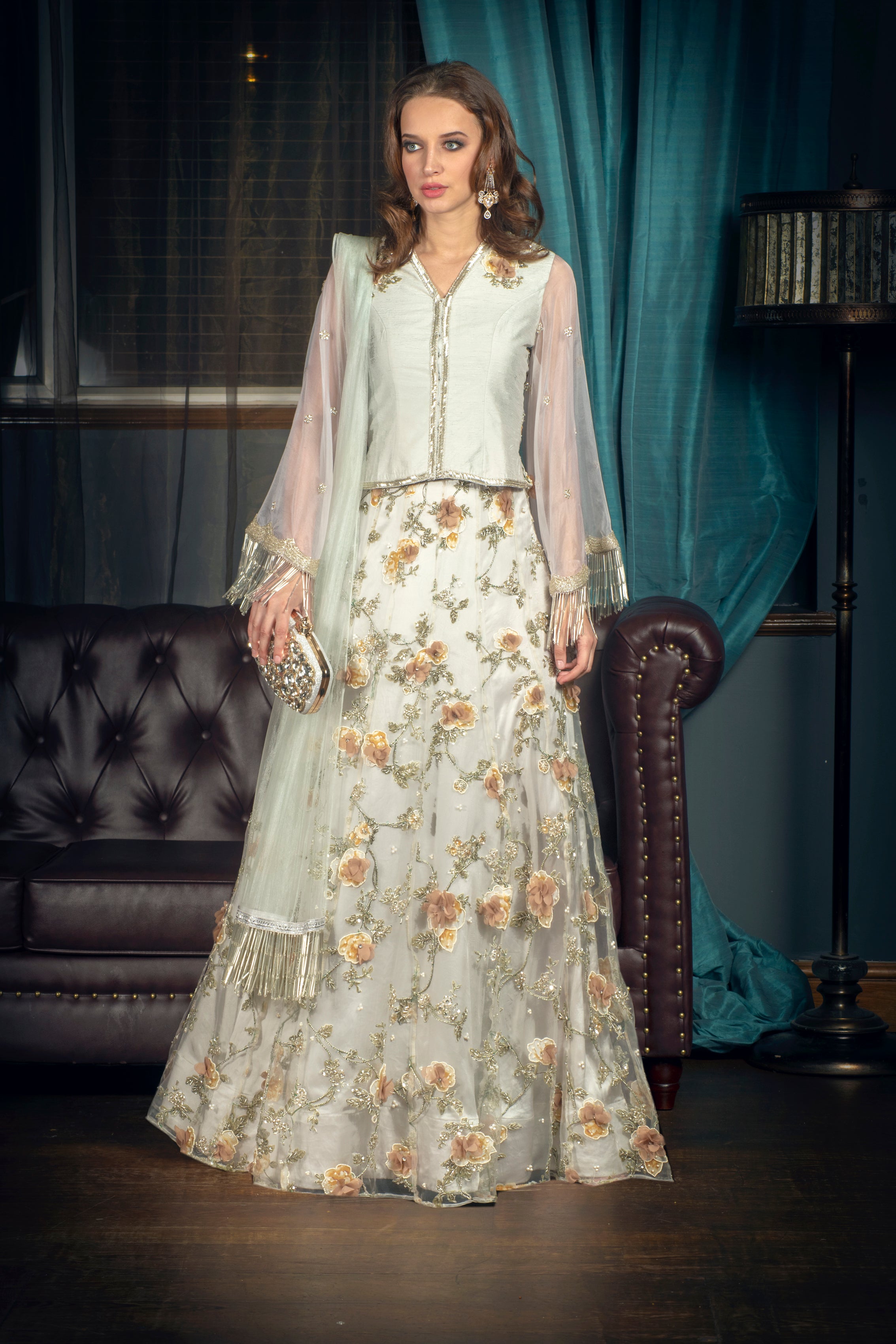 Applique Flower Lehenga